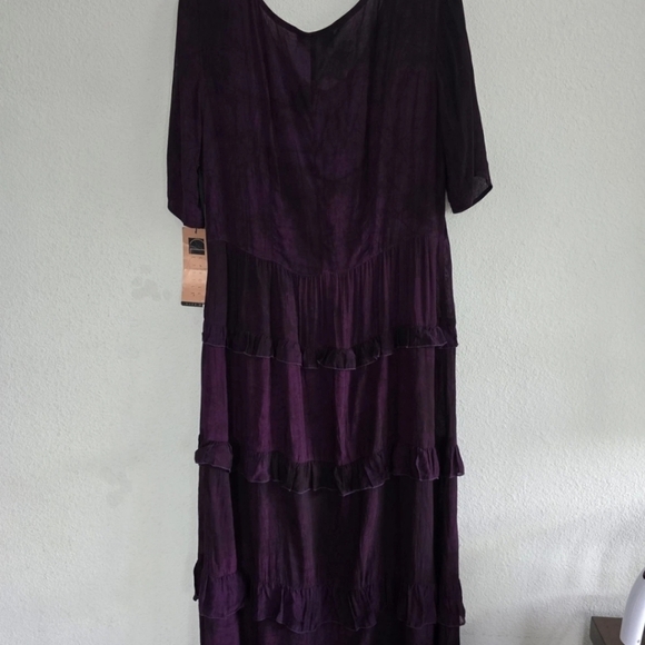 VTG Carole Little Sheer Maxi Dress Sz 8 Purple Ruffles Pad Dead Stock Y2k Tiered - Picture 12 of 14